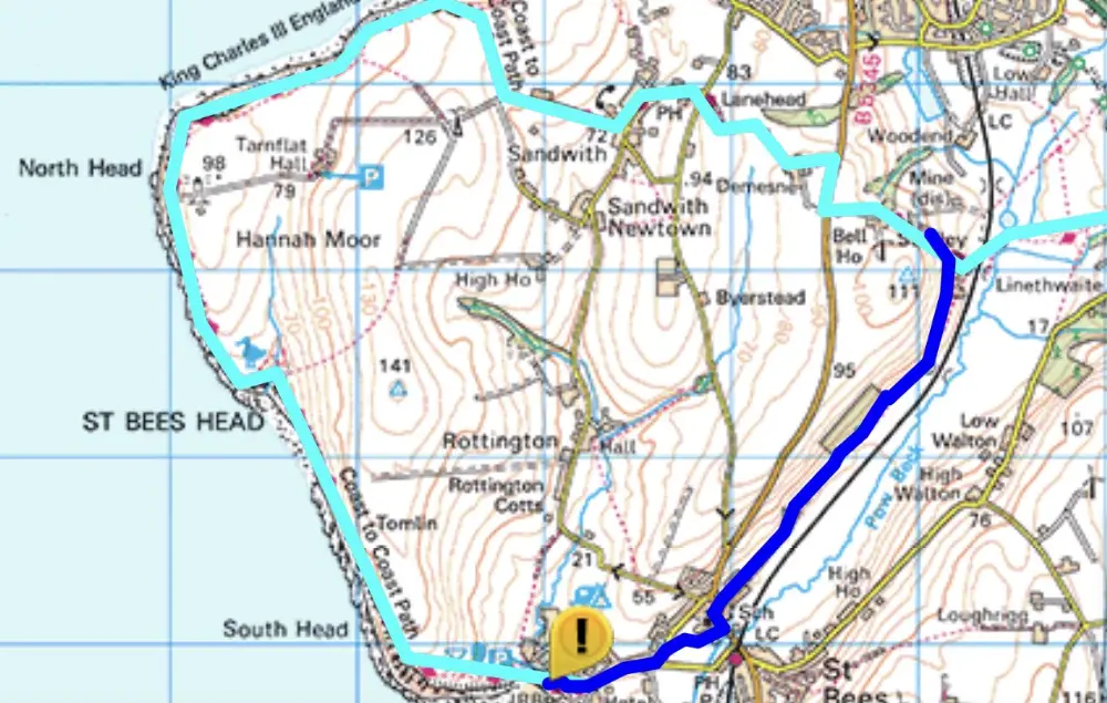 Temporary route of the Coast to Coast Path at St Bees Temporary route of the Coast to Coast Path at St Bees